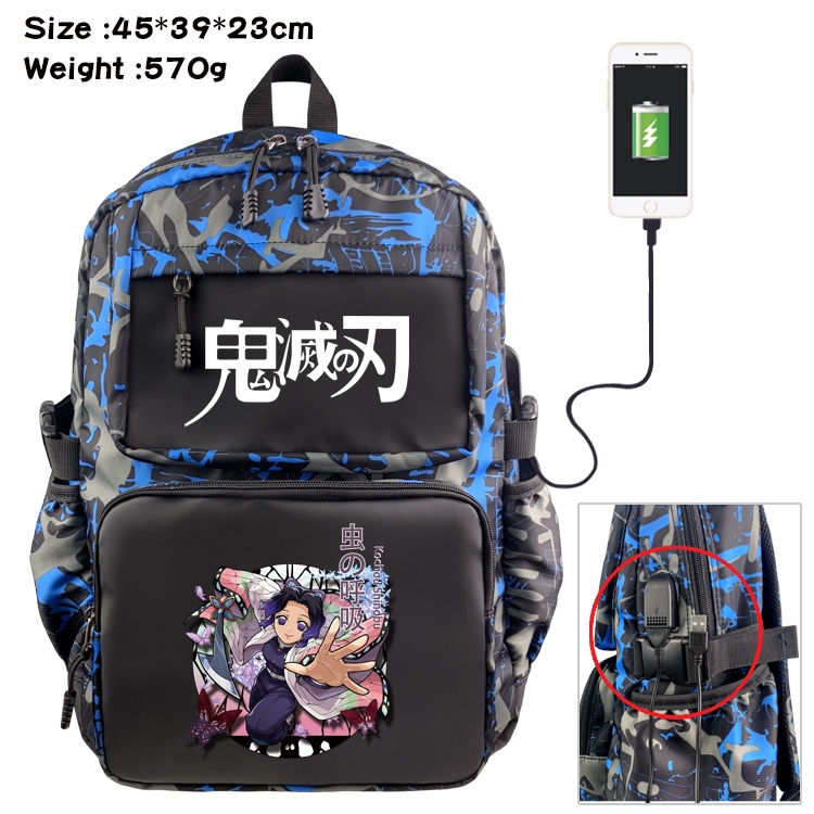 Demon Slayer Kimets Anime Waterproof Nylon Camouflage Backpack School Bag 45X39X23CM