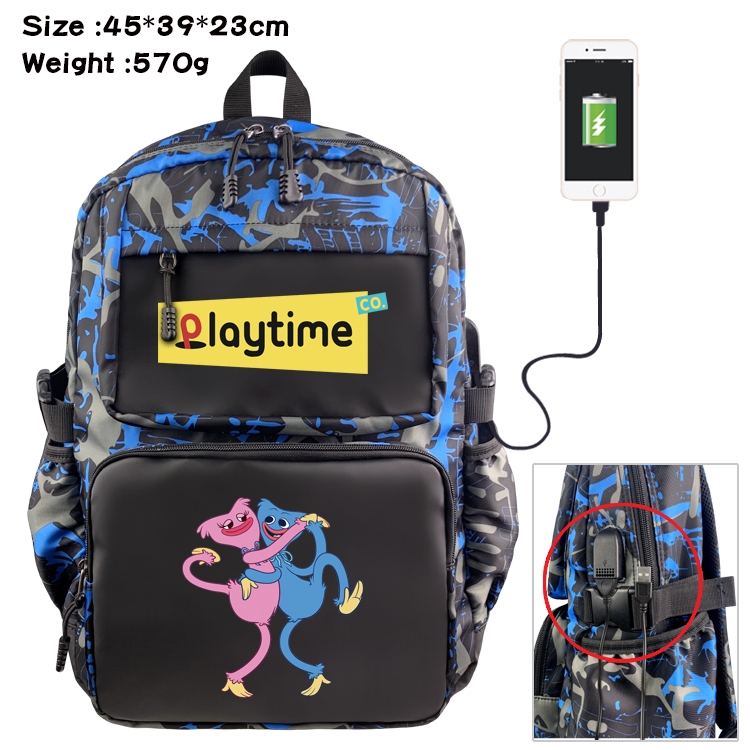 poppy playtime Anime Waterproof Nylon Camouflage Backpack School Bag 45X39X23CM