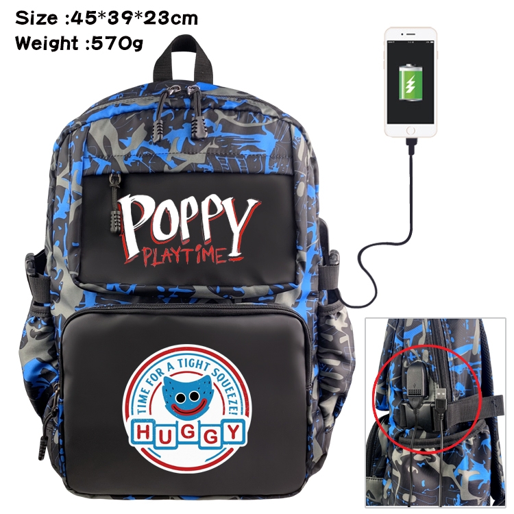 poppy playtime Anime Waterproof Nylon Camouflage Backpack School Bag 45X39X23CM