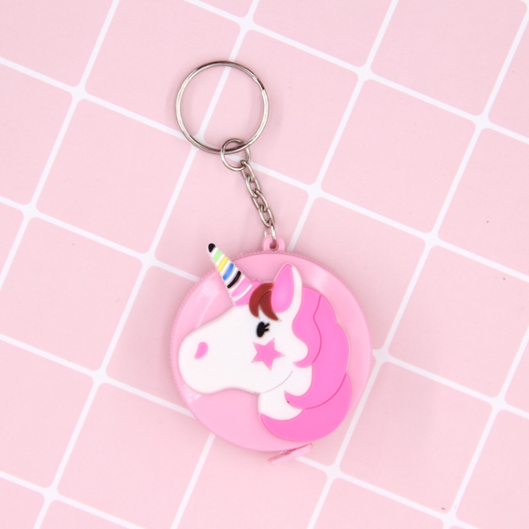 unicorn Cartoon keychain automatic retractable mini tape measure small tape measure 1.5m scale price for 10 pcs