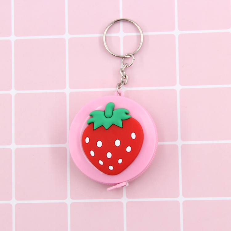 big strawberry Cartoon keychain automatic retractable mini tape measure small tape measure 1.5m scale price for 10 pcs