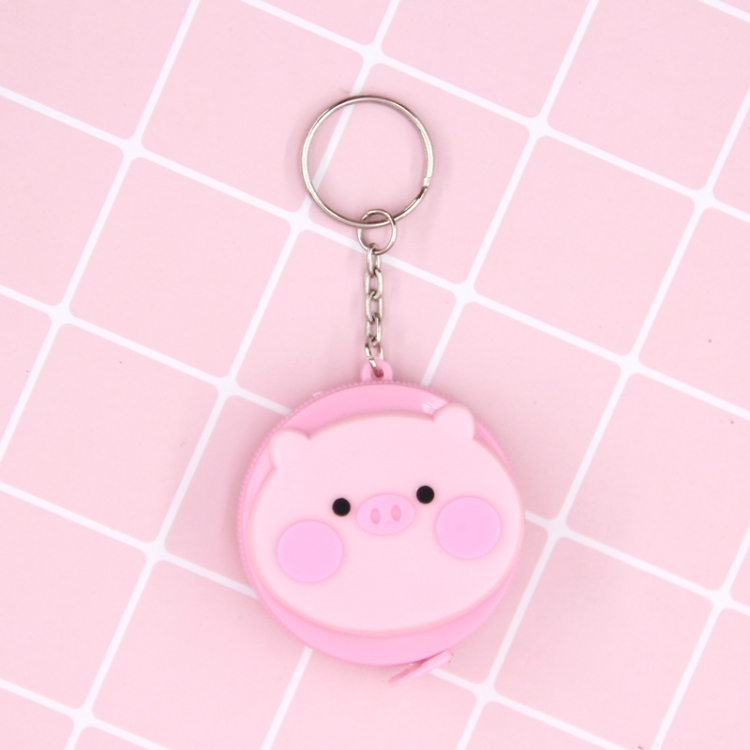 piggy Cartoon keychain automatic retractable mini tape measure small tape measure 1.5m scale price for 10 pcs