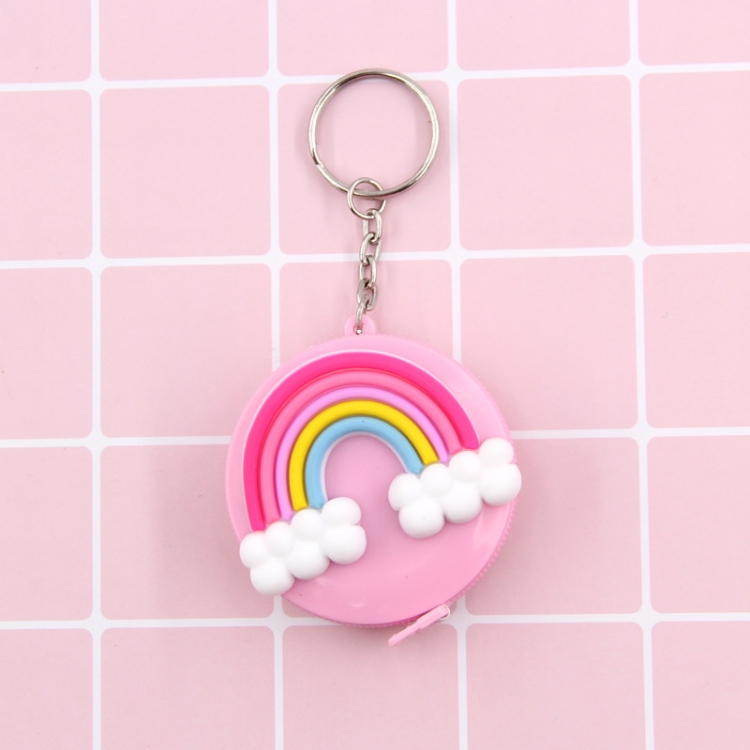 rainbow Cartoon keychain automatic retractable mini tape measure small tape measure 1.5m scale price for 10 pcs