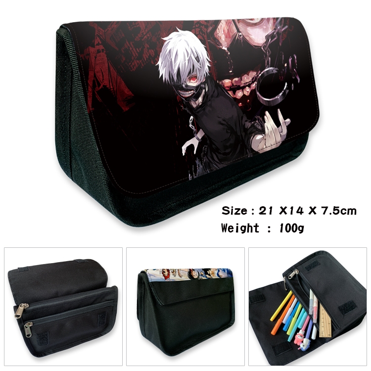 Tokyo Ghoul Velcro canvas zipper pencil case Pencil Bag 21×14×7.5cm