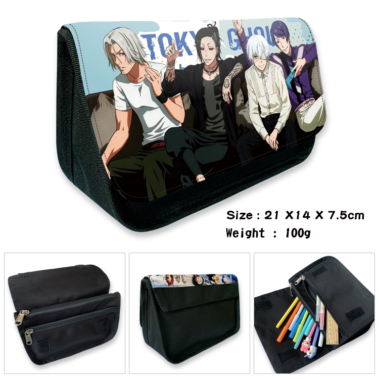 Tokyo Ghoul Velcro canvas zipper pencil case Pencil Bag 21×14×7.5cm