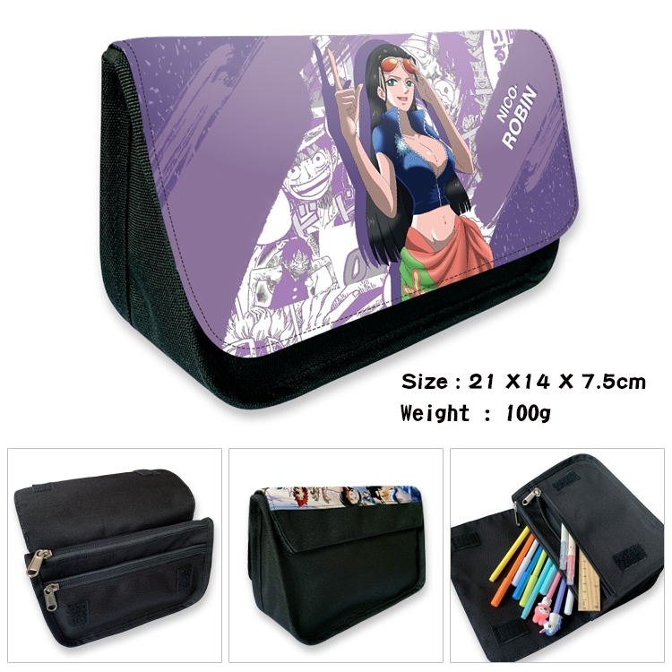 One Piece Velcro canvas zipper pencil case Pencil Bag 21×14×7.5cm