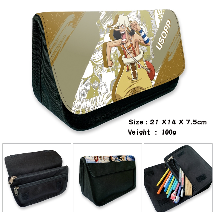 One Piece Velcro canvas zipper pencil case Pencil Bag 21×14×7.5cm