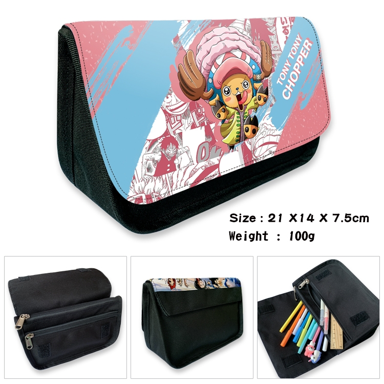 One Piece Velcro canvas zipper pencil case Pencil Bag 21×14×7.5cm