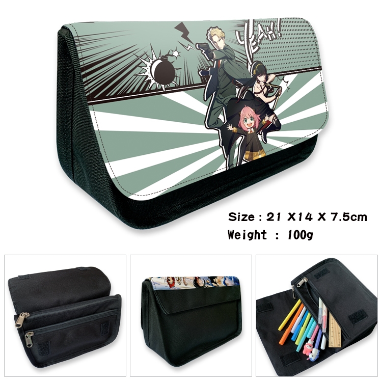 SPY×FAMILY Velcro canvas zipper pencil case Pencil Bag 21×14×7.5cm