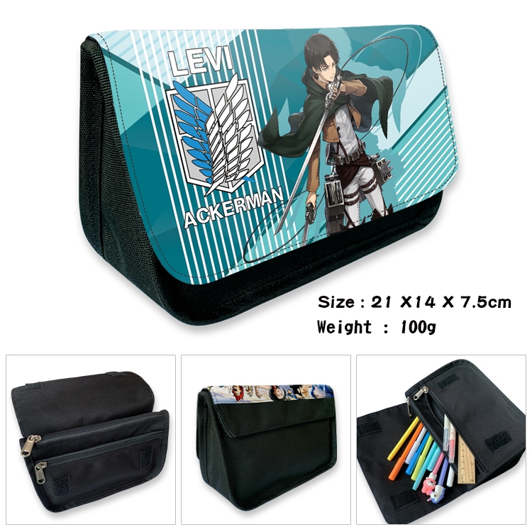 Shingeki no Kyojin Velcro canvas zipper pencil case Pencil Bag 21×14×7.5cm