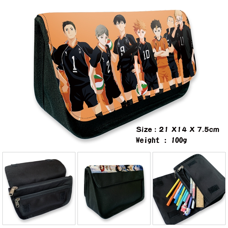 Haikyuu!! Velcro canvas zipper pencil case Pencil Bag 21×14×7.5cm