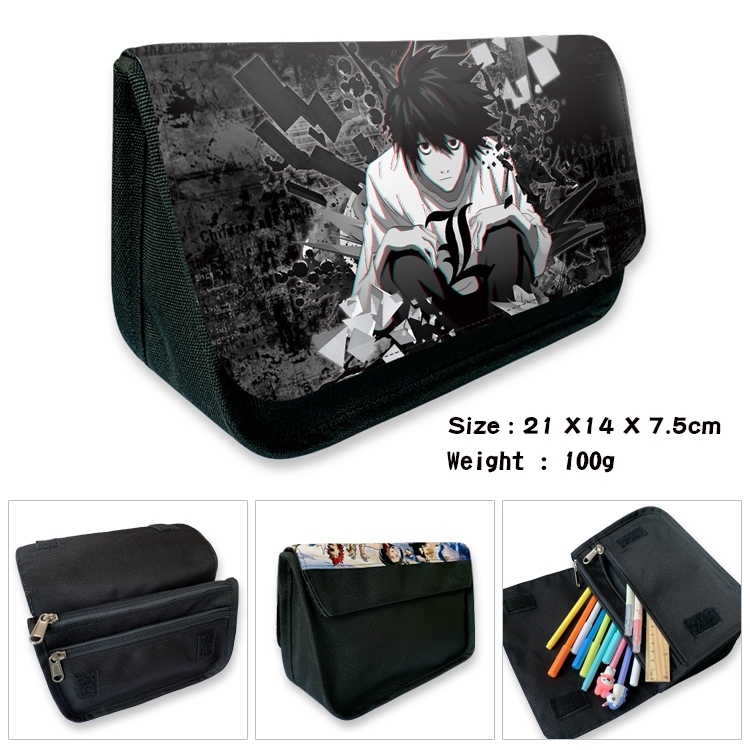 Death note Velcro canvas zipper pencil case Pencil Bag 21×14×7.5cm