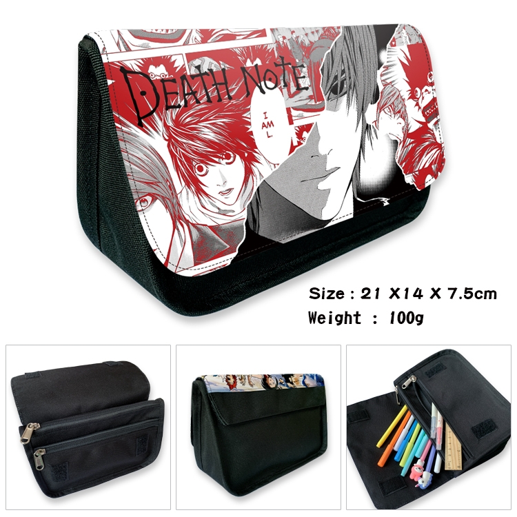 Death note Velcro canvas zipper pencil case Pencil Bag 21×14×7.5cm