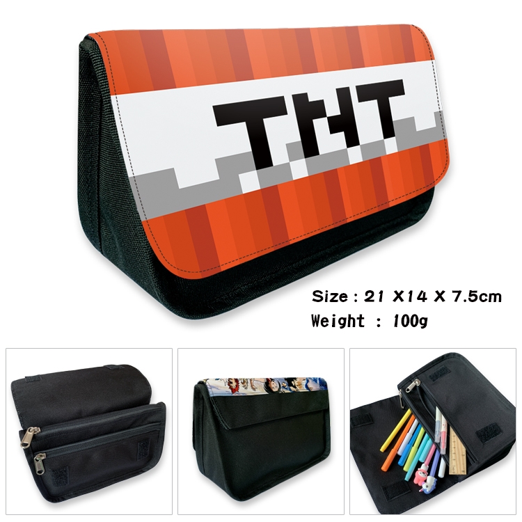 Minecraft  Velcro canvas zipper pencil case Pencil Bag 21×14×7.5cm