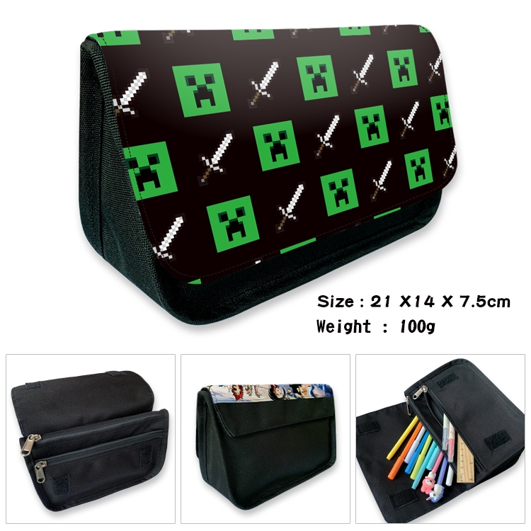 Minecraft  Velcro canvas zipper pencil case Pencil Bag 21×14×7.5cm