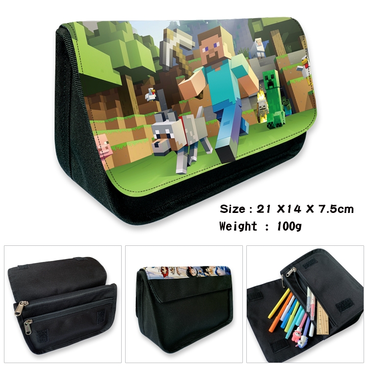 Minecraft  Velcro canvas zipper pencil case Pencil Bag 21×14×7.5cm