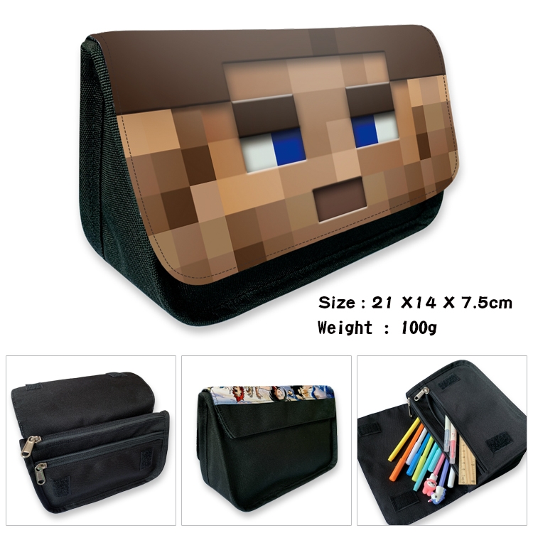 Minecraft  Velcro canvas zipper pencil case Pencil Bag 21×14×7.5cm