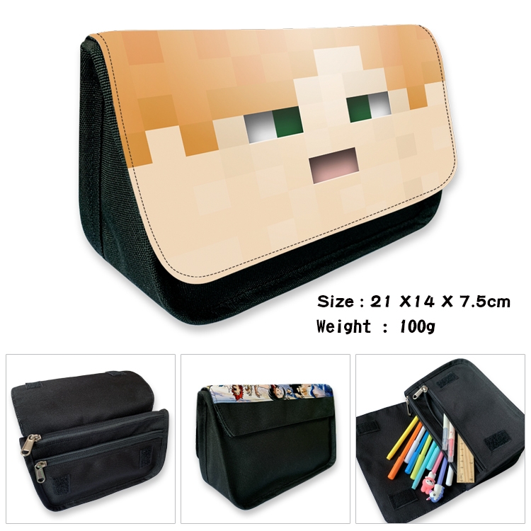 Minecraft  Velcro canvas zipper pencil case Pencil Bag 21×14×7.5cm