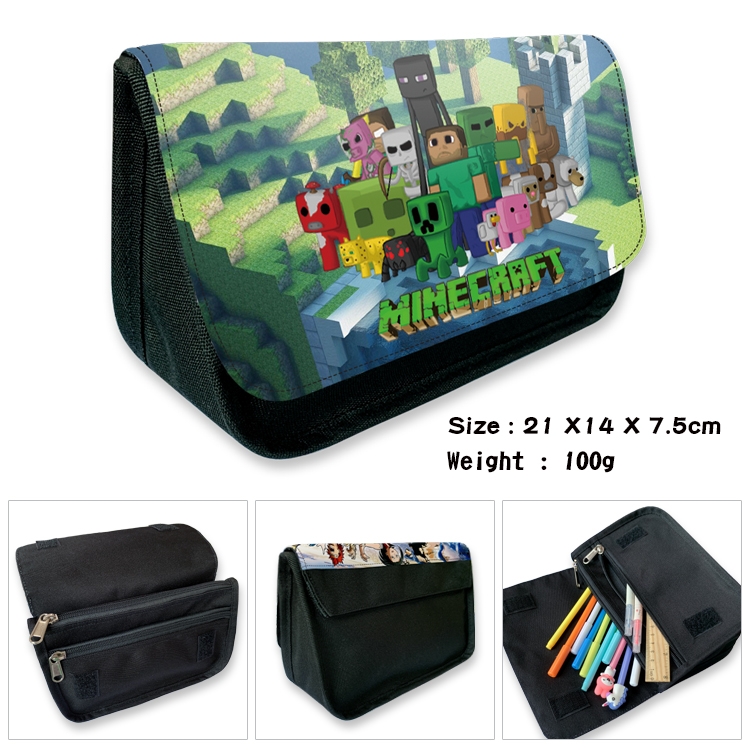Minecraft  Velcro canvas zipper pencil case Pencil Bag 21×14×7.5cm