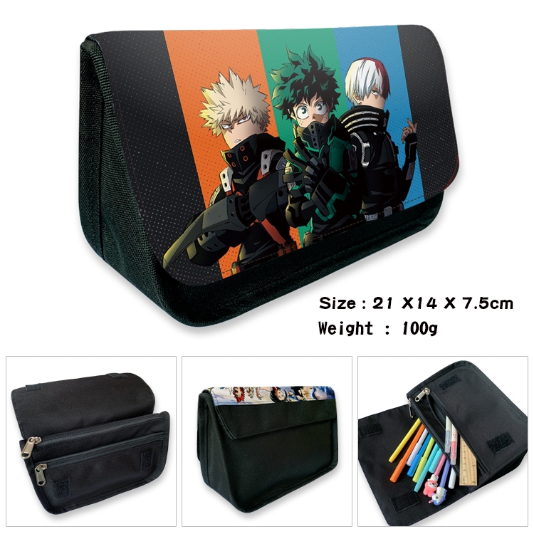 My Hero Academia Velcro canvas zipper pencil case Pencil Bag 21×14×7.5cm