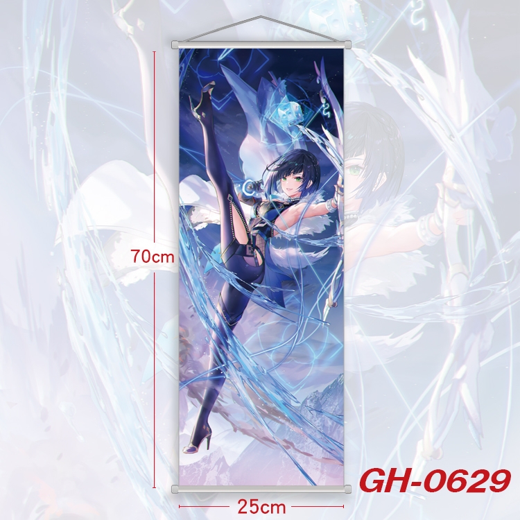 Genshin Impact Plastic Rod Cloth Small Hanging Canvas Painting 25x70cm price for 5 pcs GH-0629