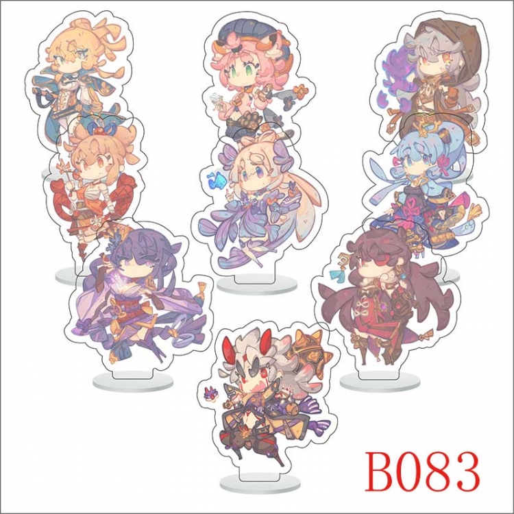 Genshin Impact Anime Character acrylic Small Standing Plates  Keychain 6cm a set of 9 B083