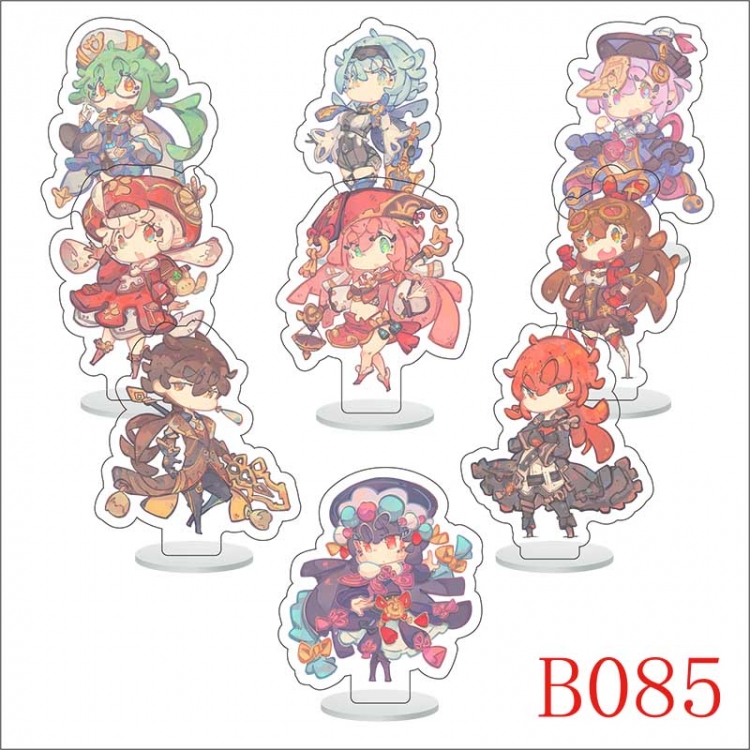 Genshin Impact Anime Character acrylic Small Standing Plates  Keychain 6cm a set of 9 B085