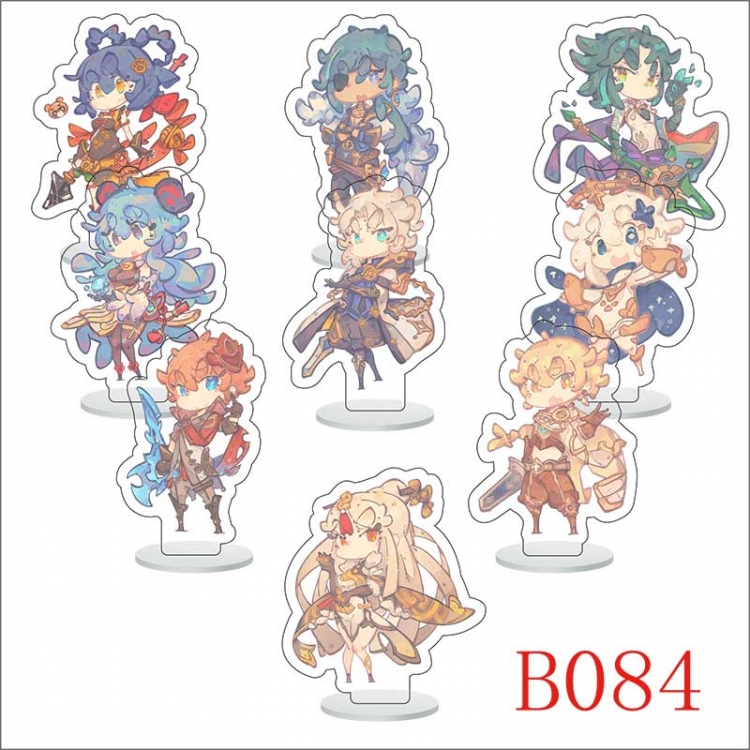 Genshin Impact Anime Character acrylic Small Standing Plates  Keychain 6cm a set of 9 B084