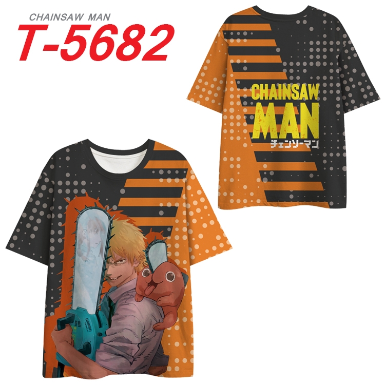 chainsaw man Anime Peripheral Full Color Milk Silk Short Sleeve T-Shirt from S to 6XL T-5682