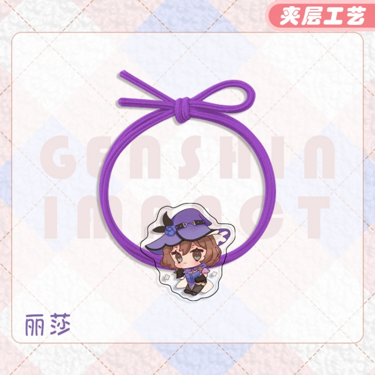 Genshin Impact Anime Acrylic Hair Rope Hair Ring Head Rope Jewelry price for 10 pcs