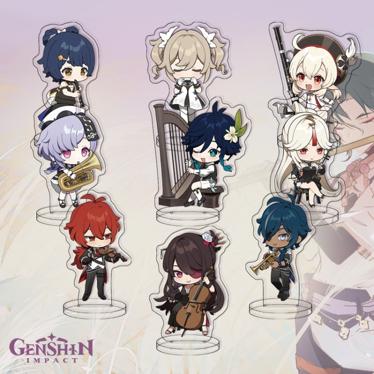 Genshin Impact Anime transparent acrylic Standing Plates Keychain 6cm a set of 9 price for 2 pcs