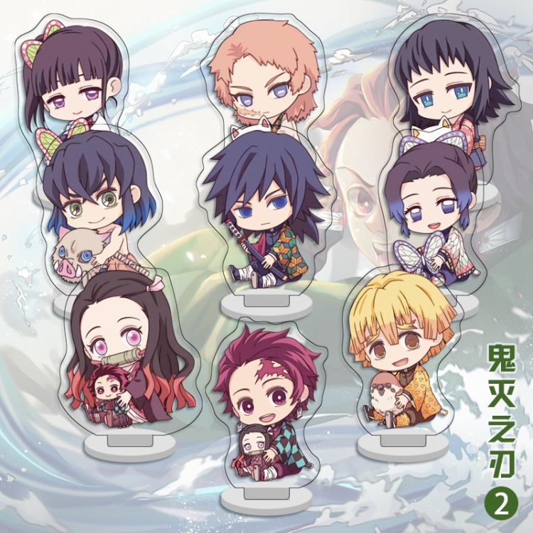 Demon Slayer Kimets Anime transparent acrylic Standing Plates Keychain 6cm a set of 9 price for 2 pcs