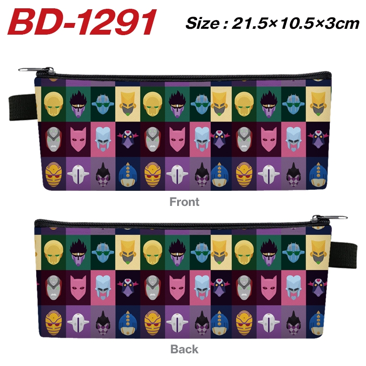 JoJos Bizarre Adventure Anime Peripheral PU Leather Zipper Pencil Case Stationery Box 21.5X10.5X3CM BD-1291