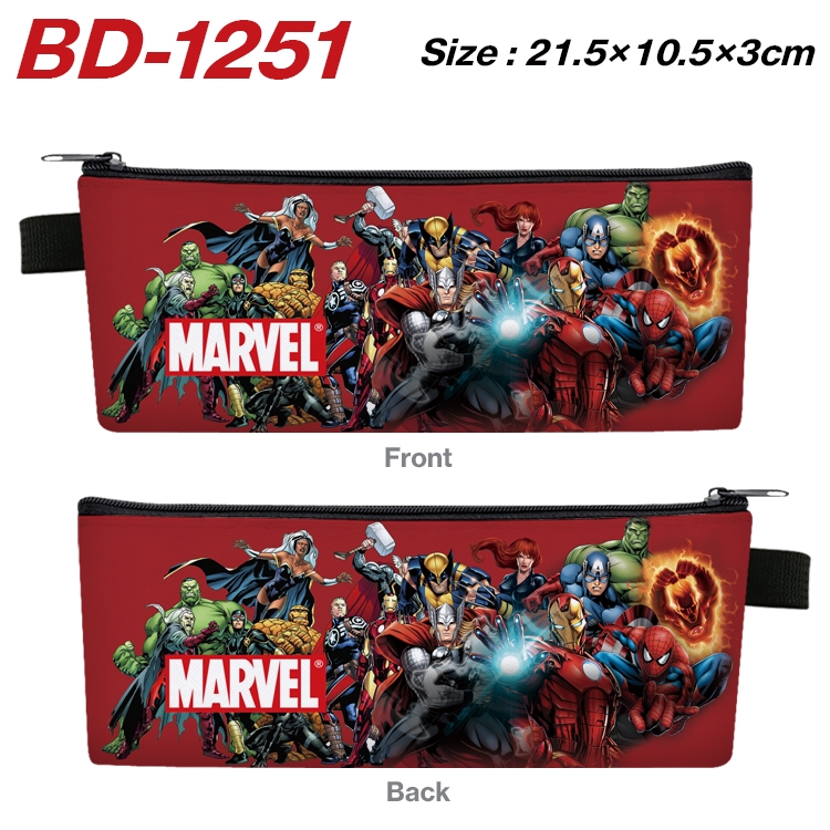Super hero Film and television PU leather zipper pencil case stationery box 21.5X10.5X3CM BD-1251