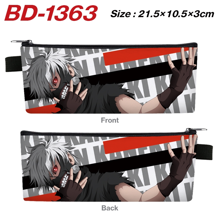 Tokyo Ghoul Anime Peripheral PU Leather Zipper Pencil Case Stationery Box 21.5X10.5X3CM BD-1363