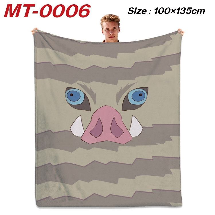 Demon Slayer Kimets Anime Flannel Blanket Air Conditioning Quilt Double Sided Printing 100x135cm MT-0006
