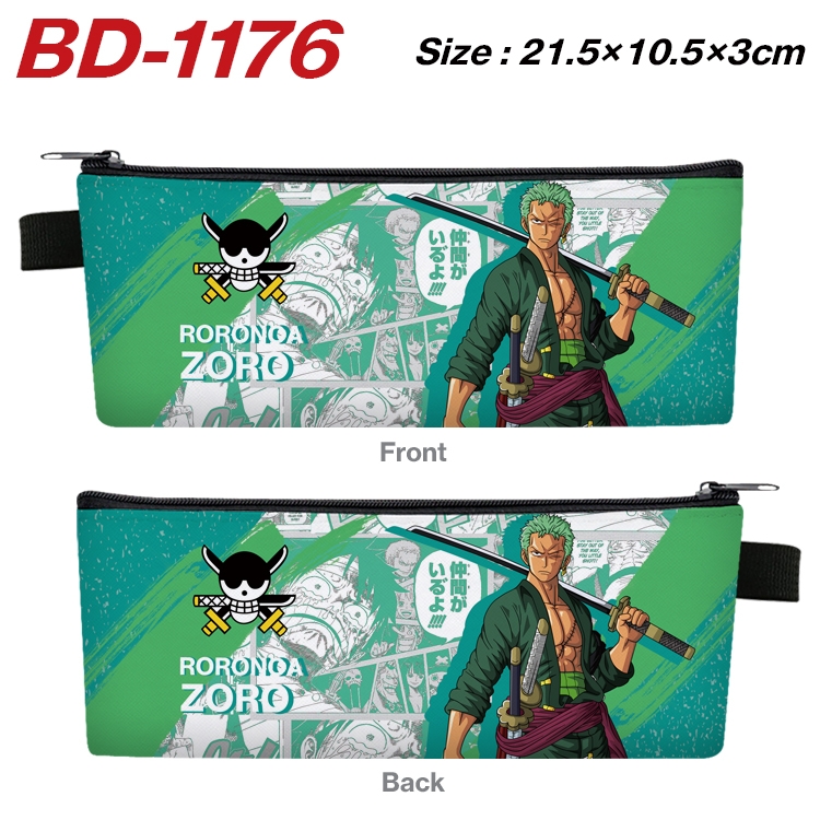 One Piece Anime Peripheral PU Leather Zipper Pencil Case Stationery Box 21.5X10.5X3CM BD-1176