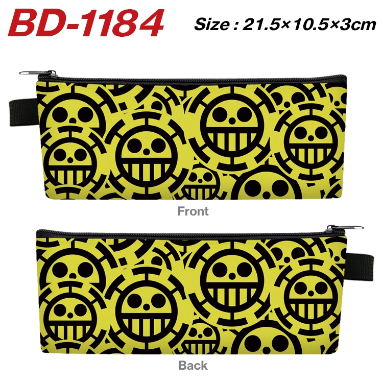 One Piece Anime Peripheral PU Leather Zipper Pencil Case Stationery Box 21.5X10.5X3CM BD-1184