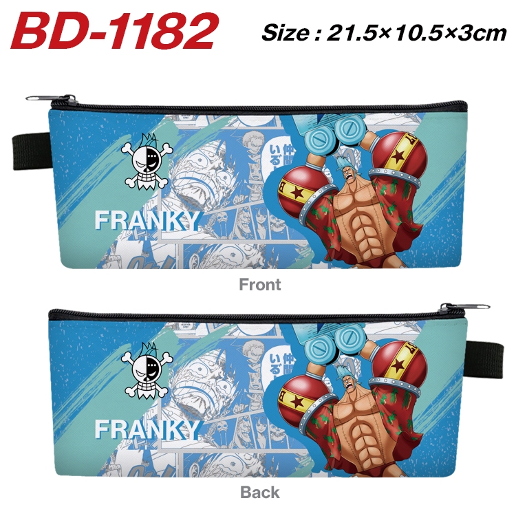 One Piece Anime Peripheral PU Leather Zipper Pencil Case Stationery Box 21.5X10.5X3CM BD-1182