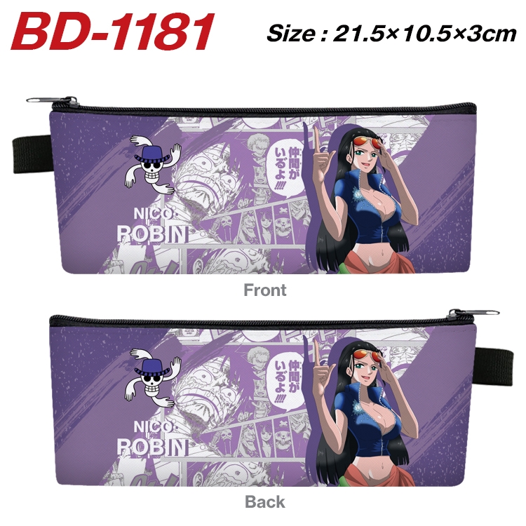 One Piece Anime Peripheral PU Leather Zipper Pencil Case Stationery Box 21.5X10.5X3CM BD-1181