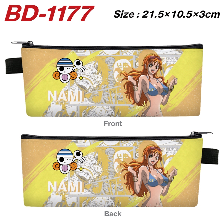 One Piece Anime Peripheral PU Leather Zipper Pencil Case Stationery Box 21.5X10.5X3CM BD-1177