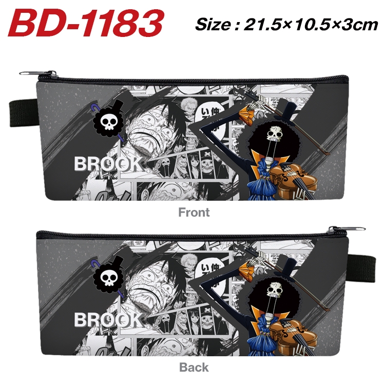 One Piece Anime Peripheral PU Leather Zipper Pencil Case Stationery Box 21.5X10.5X3CM BD-1183