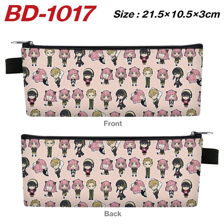 SPY×FAMILY Anime Peripheral PU Leather Zipper Pencil Case Stationery Box 21.5X10.5X3CM BD-1017