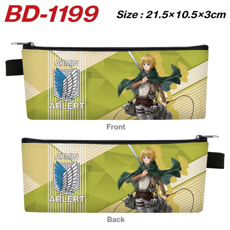 Shingeki no Kyojin Anime Peripheral PU Leather Zipper Pencil Case Stationery Box 21.5X10.5X3CM BD-1199