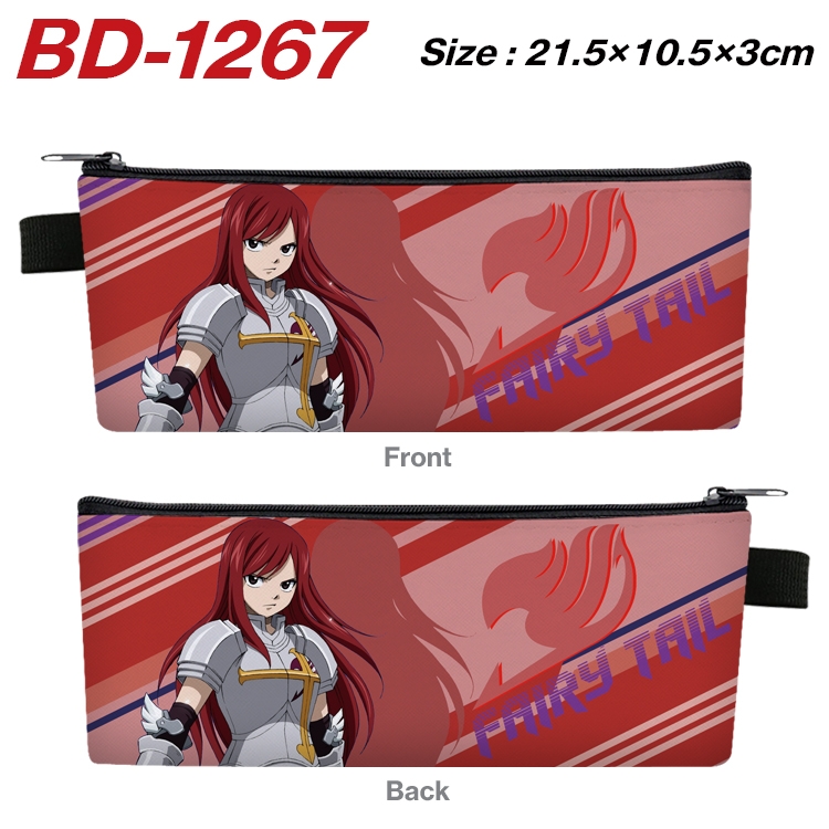 Fairy tail Anime Peripheral PU Leather Zipper Pencil Case Stationery Box 21.5X10.5X3CM BD-1267