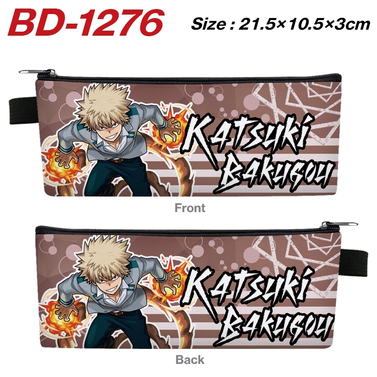 My Hero Academia Anime Peripheral PU Leather Zipper Pencil Case Stationery Box 21.5X10.5X3CM BD-1276