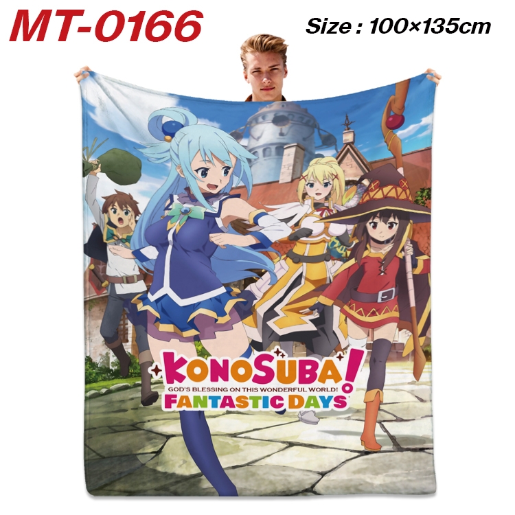 Blessings for a better world Anime Flannel Blanket Air Conditioning Quilt Double Sided Printing 100x135cm MT-0166