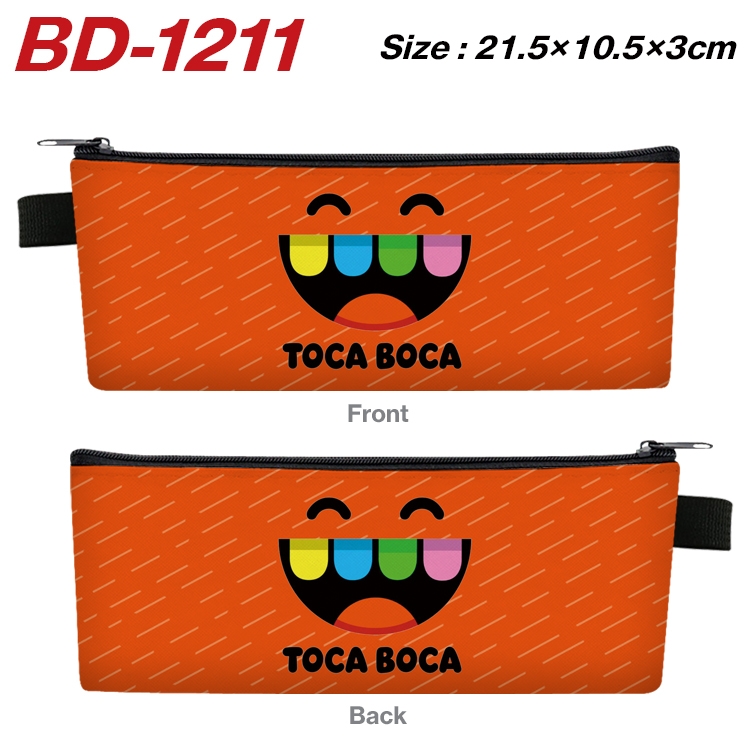 toca life world Anime Peripheral PU Leather Zipper Pencil Case Stationery Box 21.5X10.5X3CM BD-1211