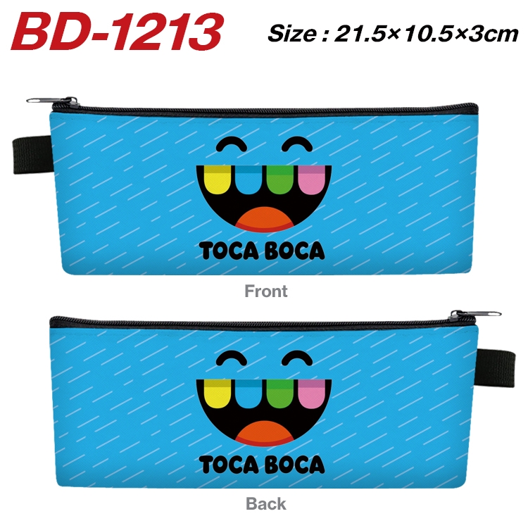 toca life world Anime Peripheral PU Leather Zipper Pencil Case Stationery Box 21.5X10.5X3CM BD-1213
