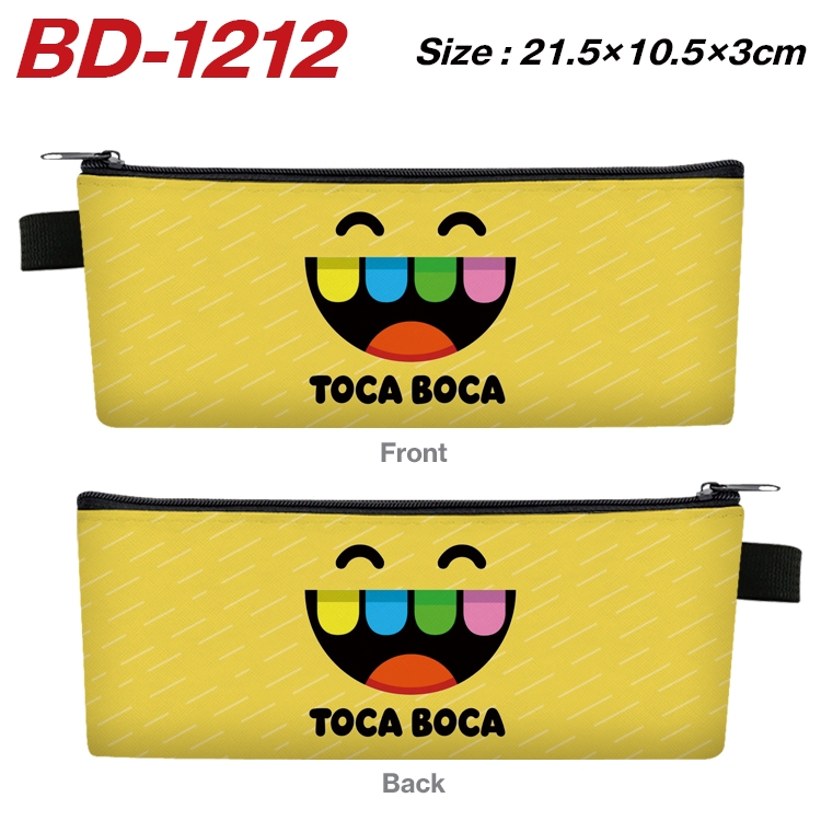 toca life world Anime Peripheral PU Leather Zipper Pencil Case Stationery Box 21.5X10.5X3CM BD-1212